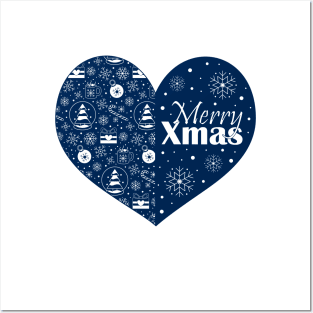 Blue Christmas Heart Posters and Art